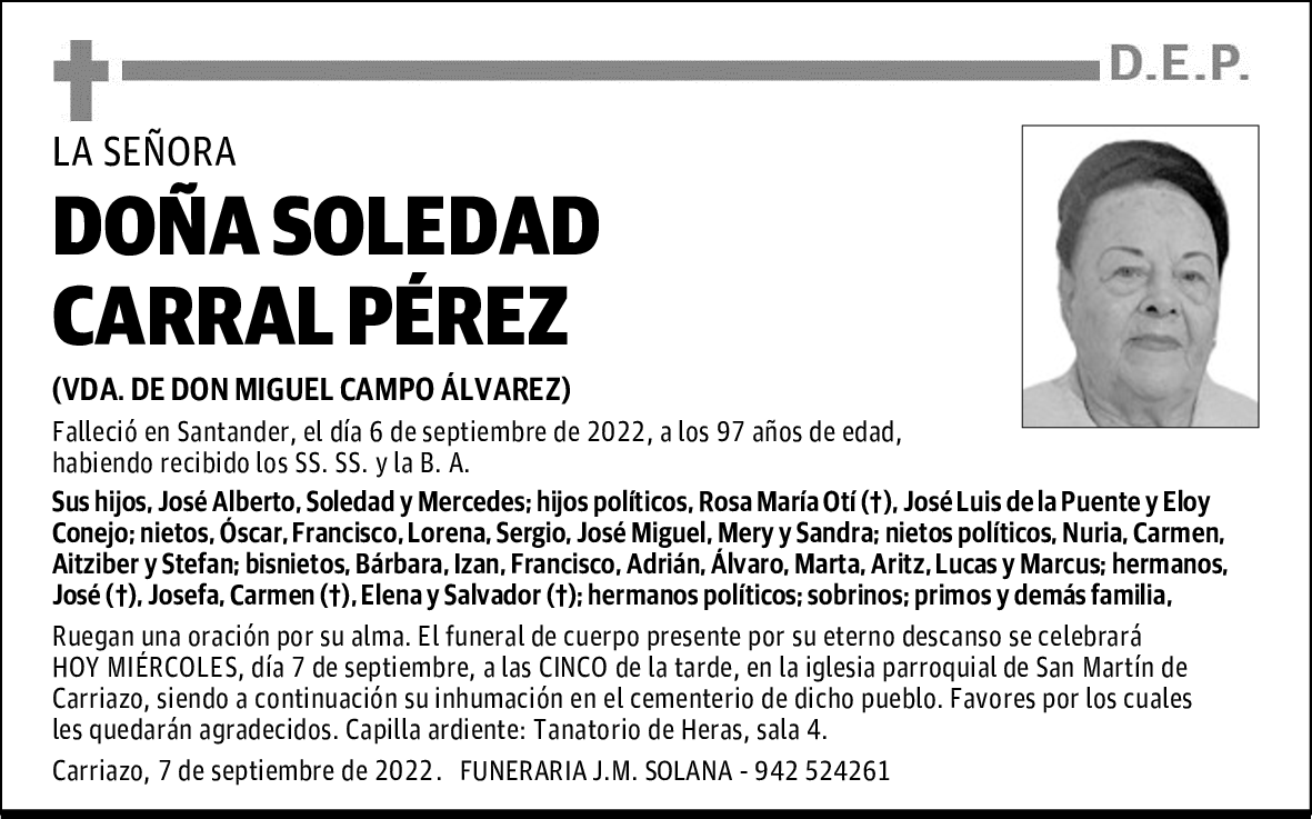 DOÑA SOLEDAD CARRAL PÉREZ