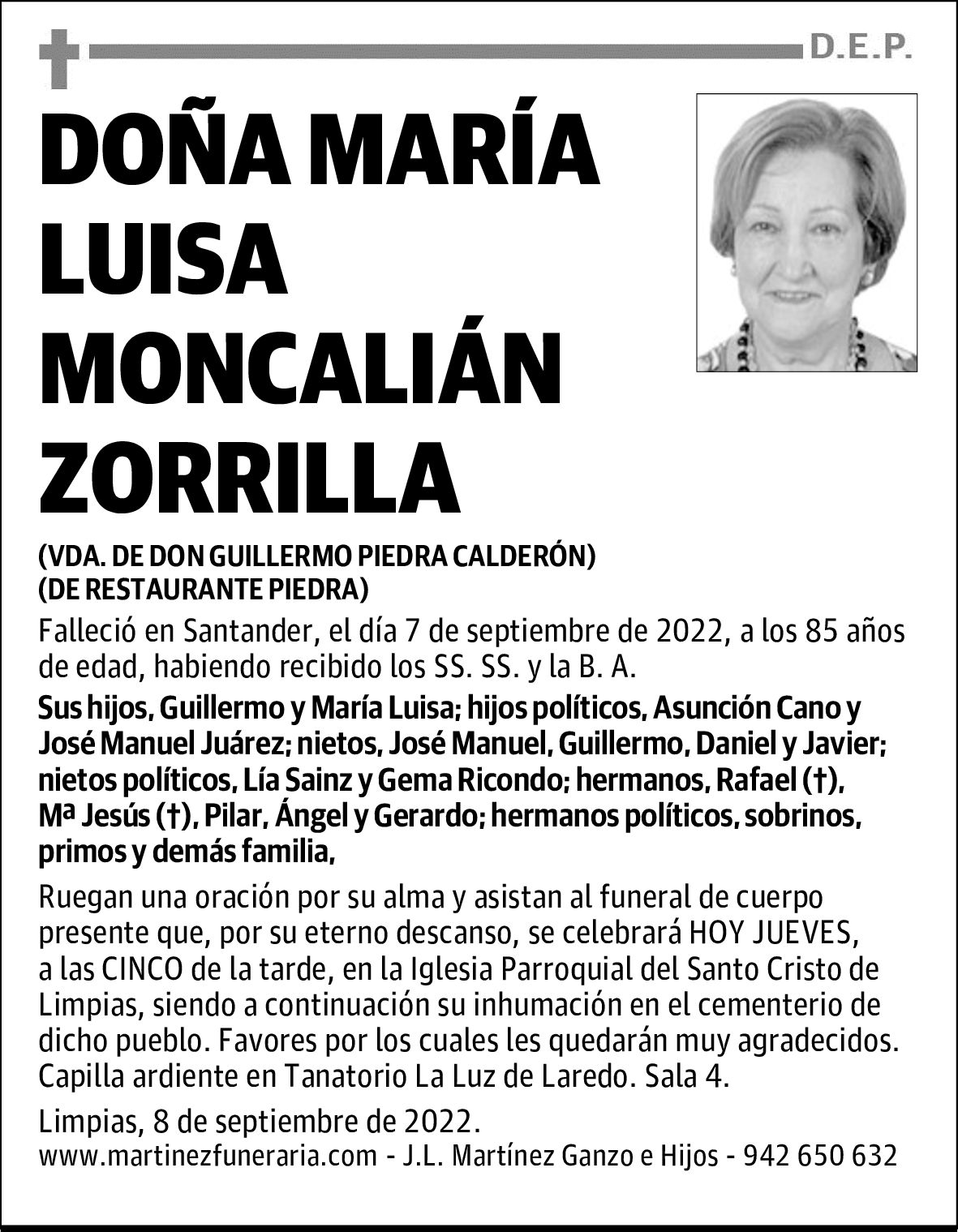 DOÑA MARÍA LUISA MONCALIÁN ZORRILLA
