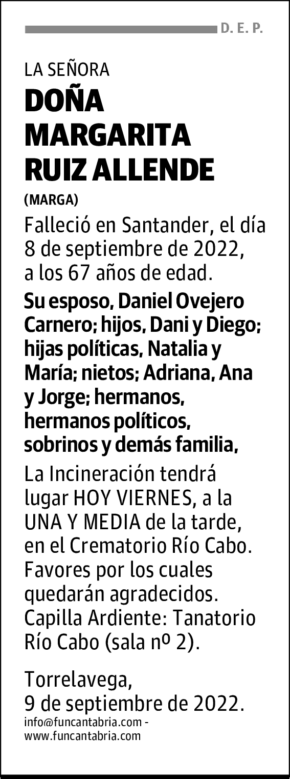 DOÑA MARGARITA RUIZ ALLENDE