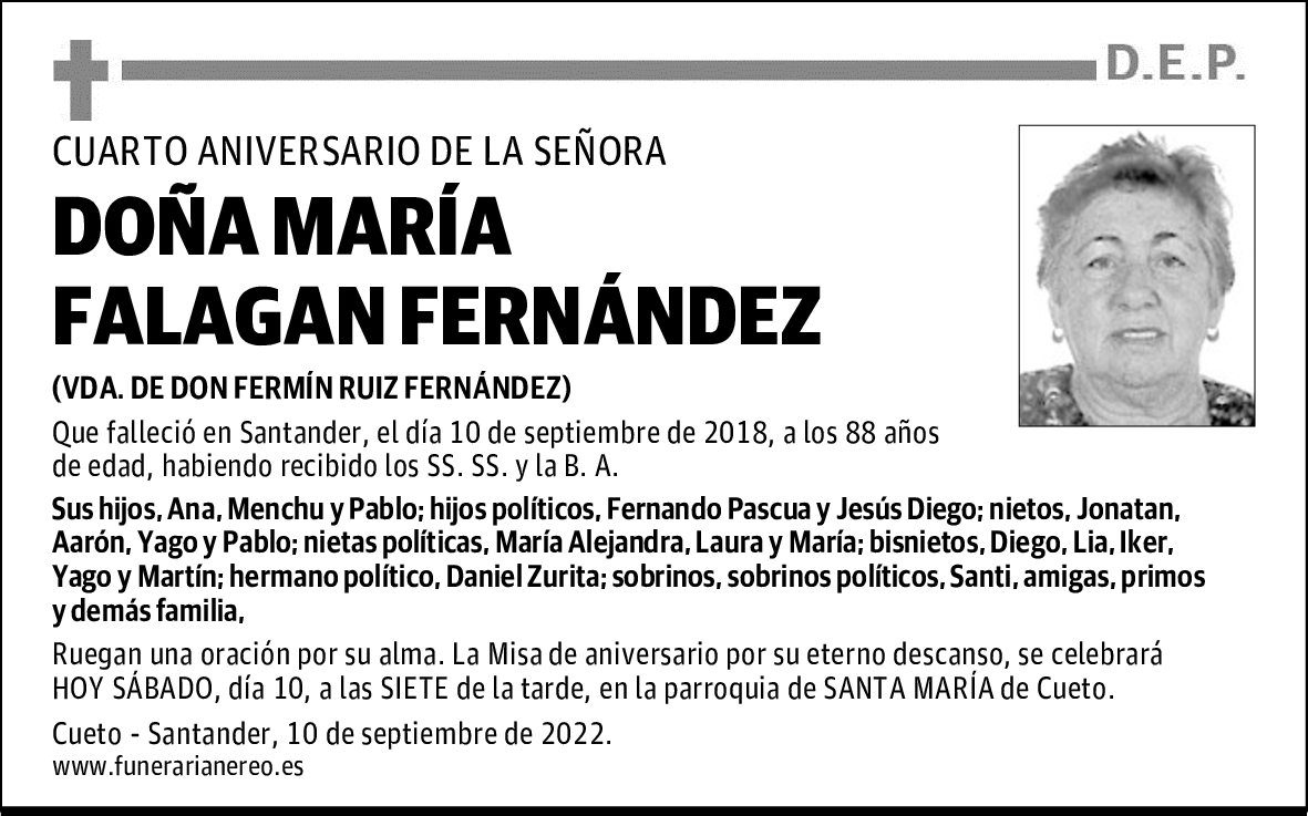 DOÑA MARÍA FALAGAN FERNÁNDEZ