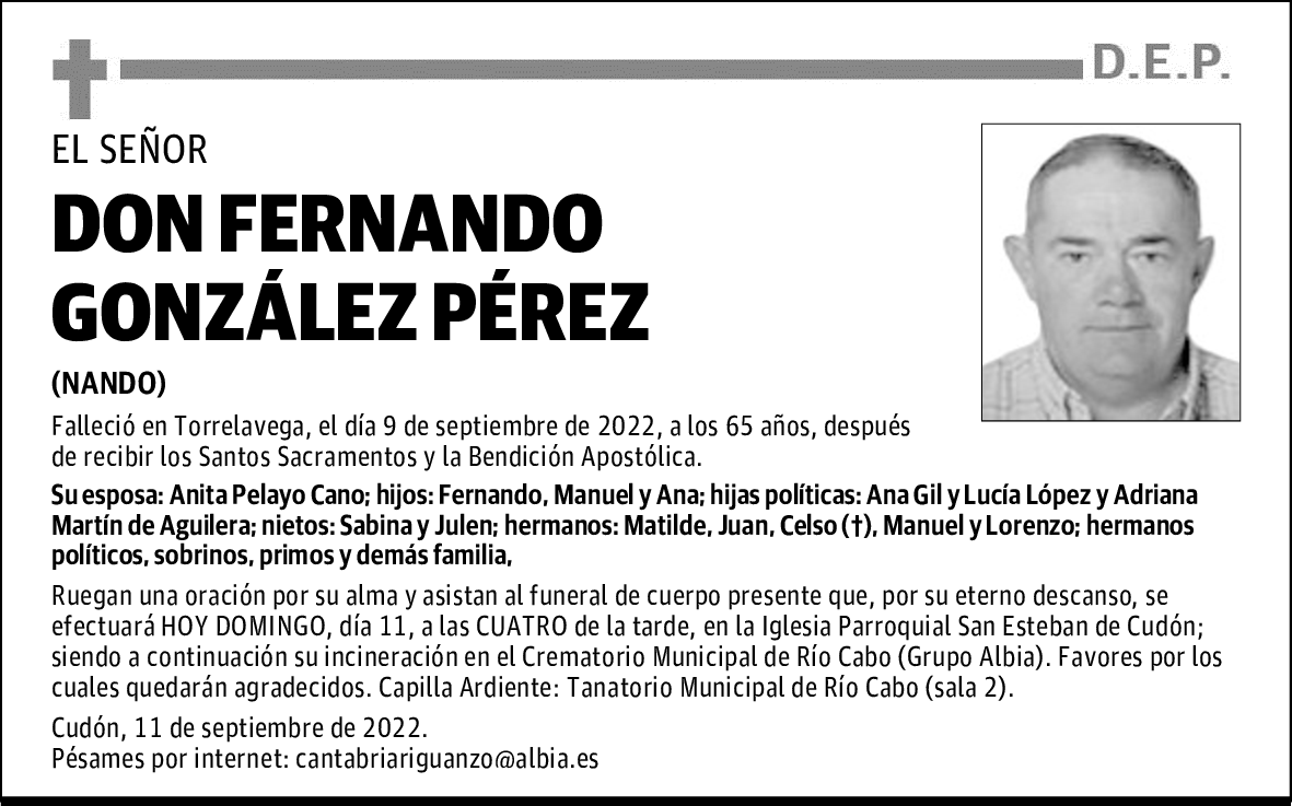DON FERNANDO GONZÁLEZ PÉREZ