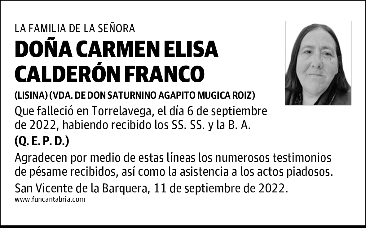DOÑA CARMEN ELISA CALDERÓN FRANCO