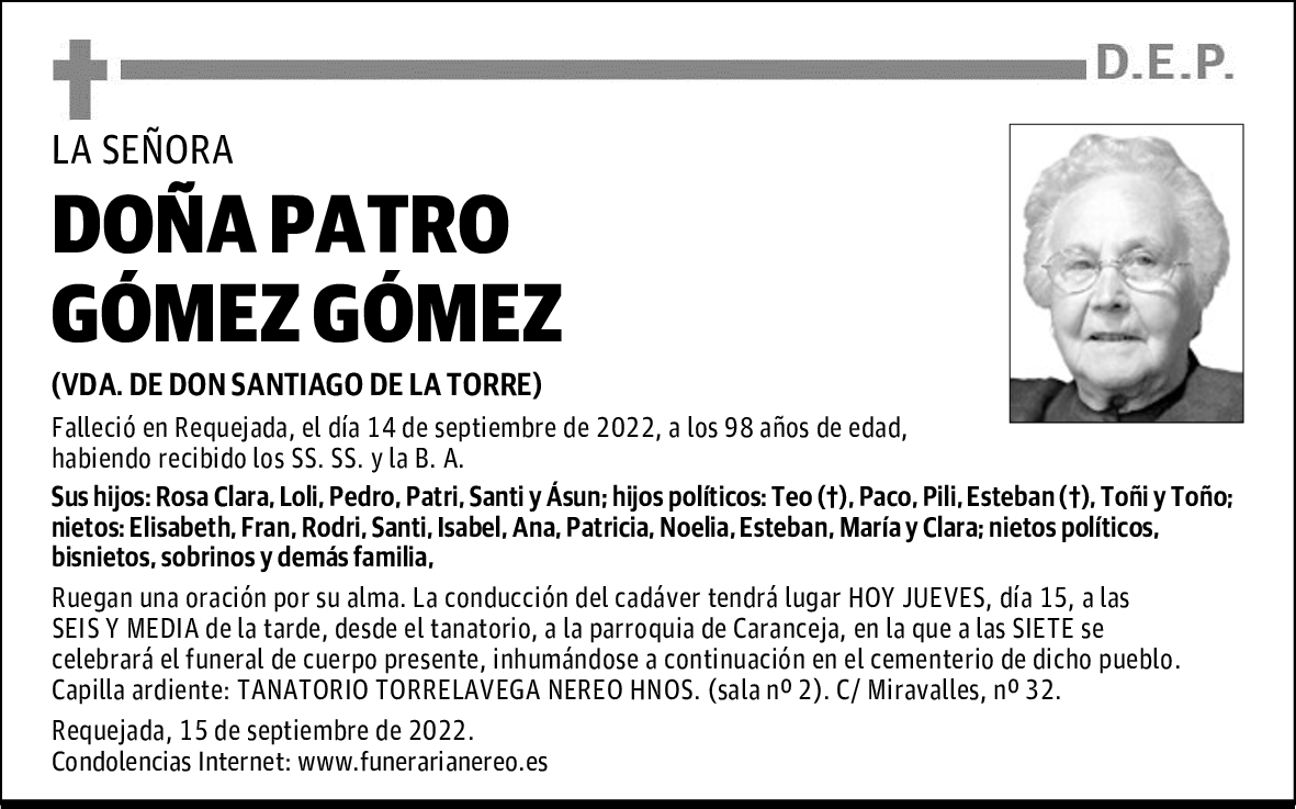 DOÑA PATRO GÓMEZ GÓMEZ