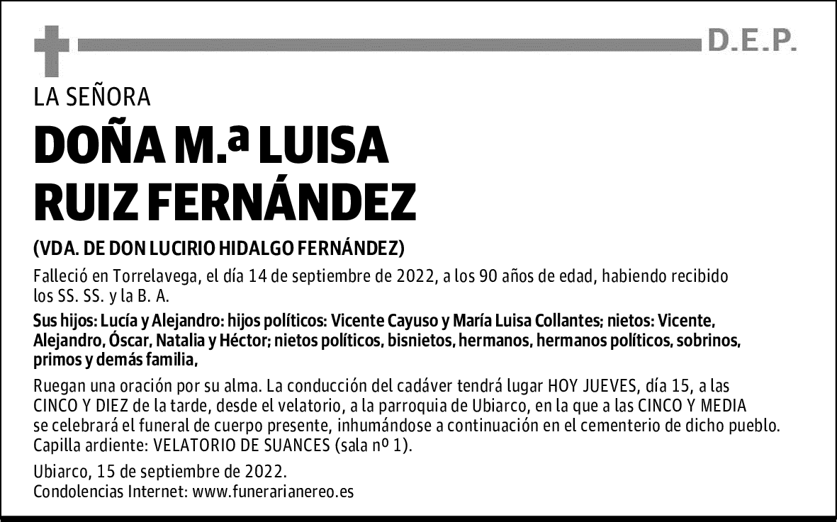 DOÑA M.ª LUISA RUIZ FERNÁNDEZ