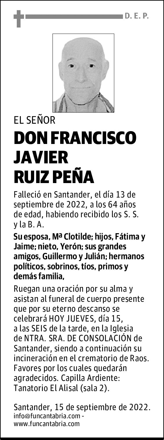 DON FRANCISCO JAVIER RUIZ PEÑA