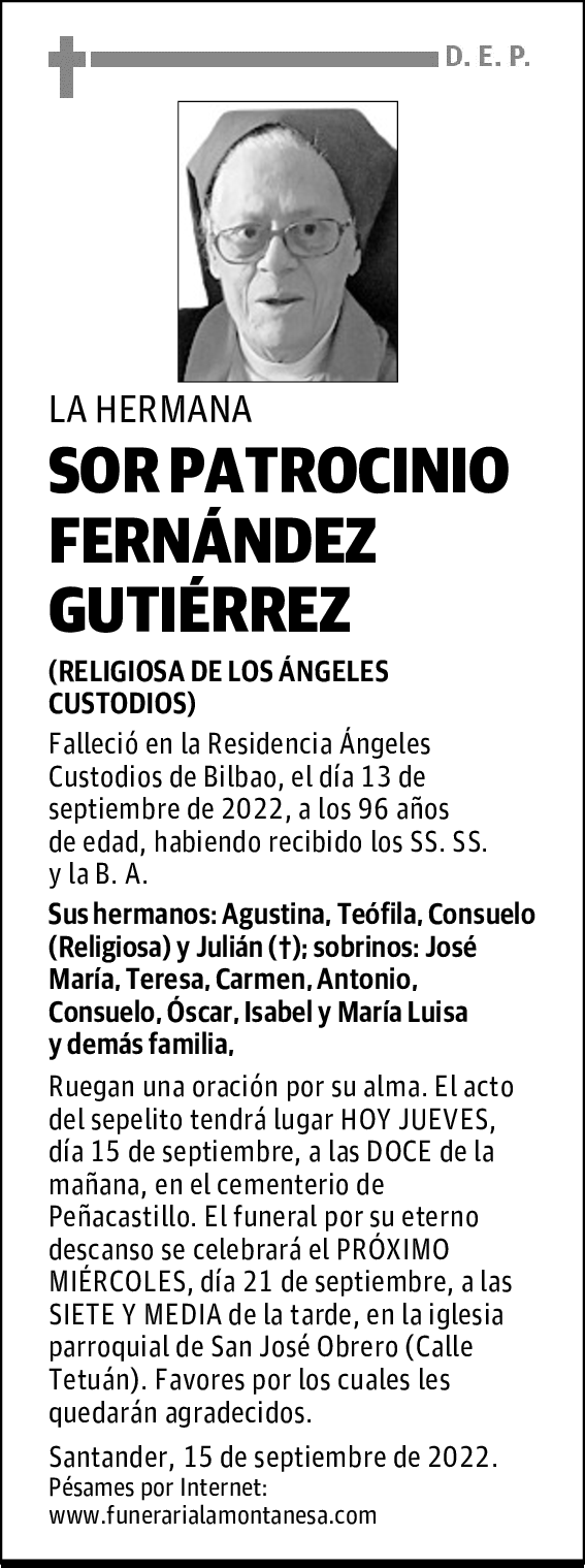 SOR PATROCINIO FERNÁNDEZ GUTIÉRREZ