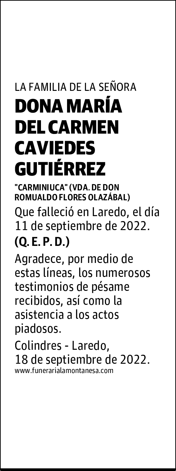 DOÑA MARÍA DEL CARMEN CAVIEDES GUTIÉRREZ