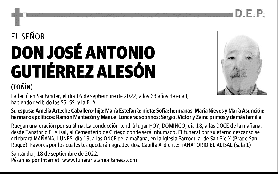 DON JOSÉ ANTONIO GUTIÉRREZ ALESÓN