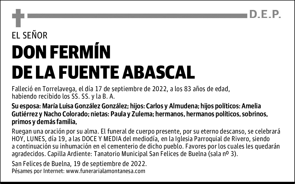 DON FERMÍN DE LA FUENTE ABASCAL