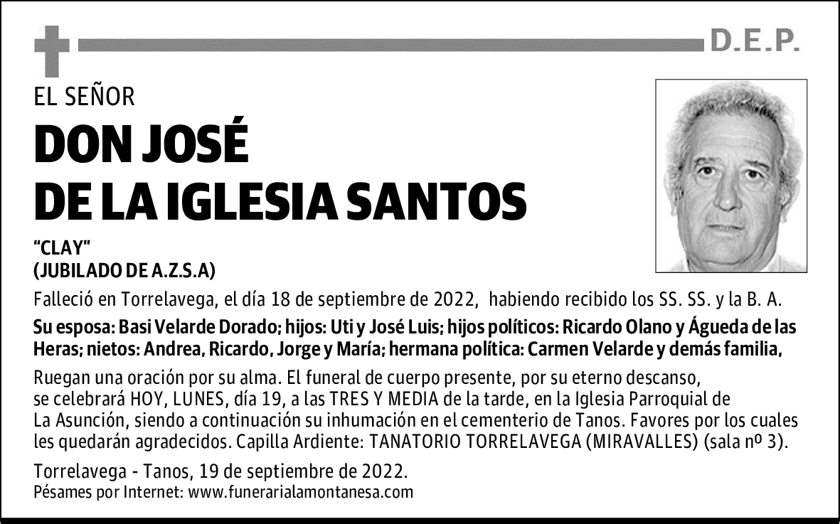 DON JOSÉ DE LA IGLESIA SANTOS