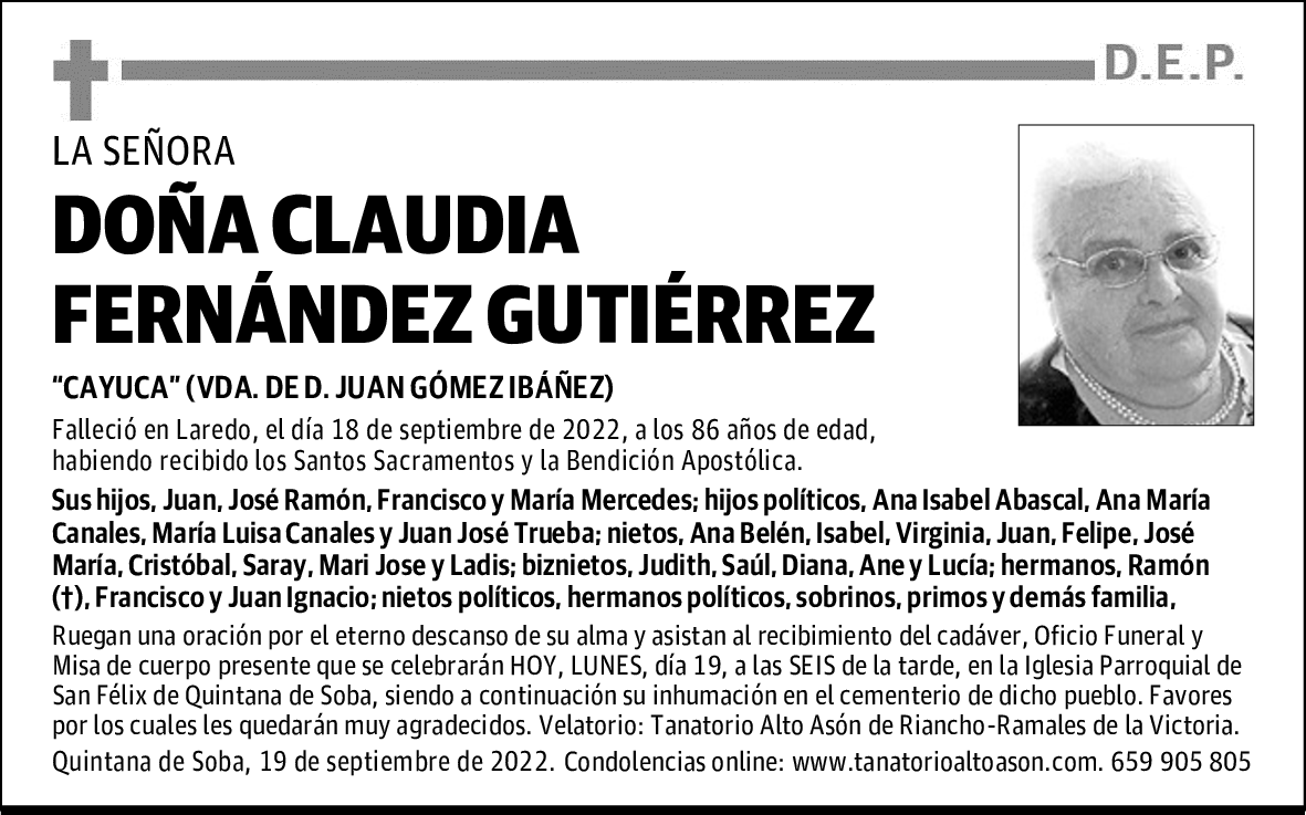 DOÑA CLAUDIA FERNÁNDEZ GUTIÉRREZ