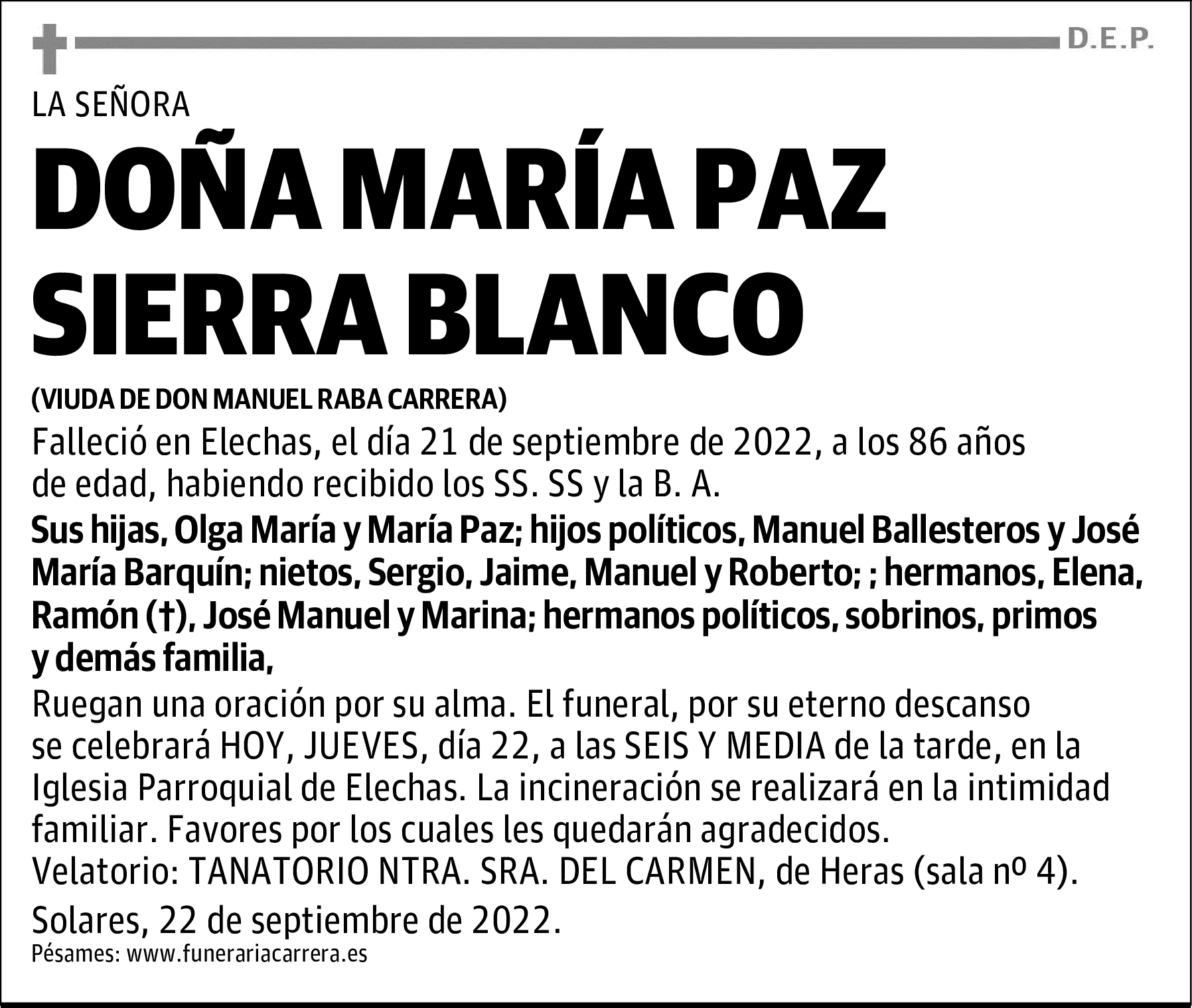 DOÑA MARÍA PAZ SIERRA BLANCO