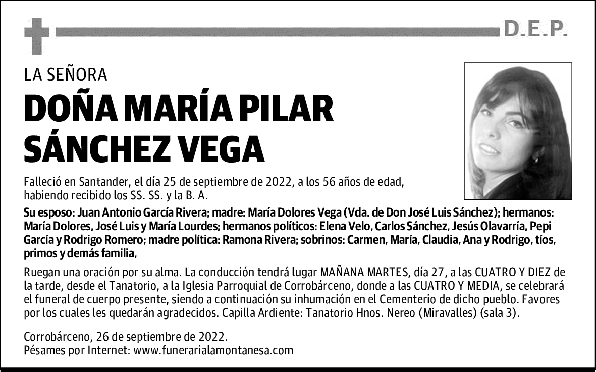 DOÑA MARÍA PILAR SÁNCHEZ VEGA