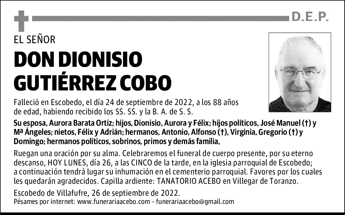 DON DIONISIO GUTIÉRREZ COBO