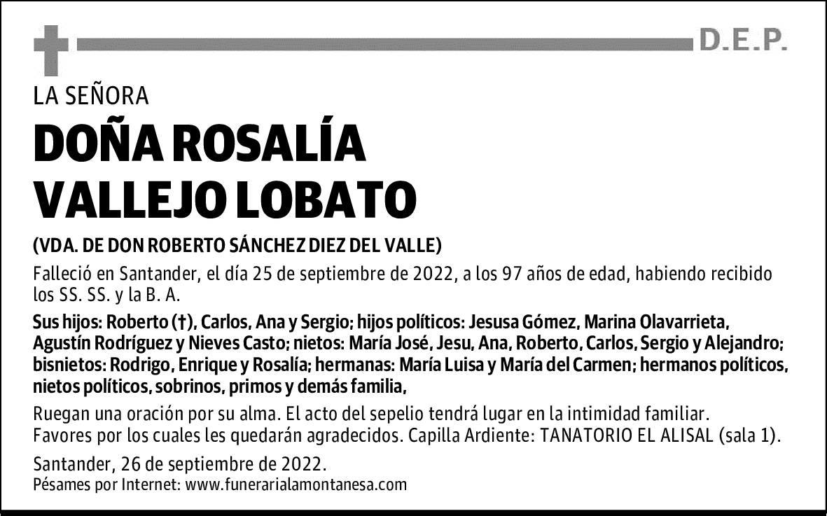 DOÑA ROSALÍA VALLEJO LOBATO