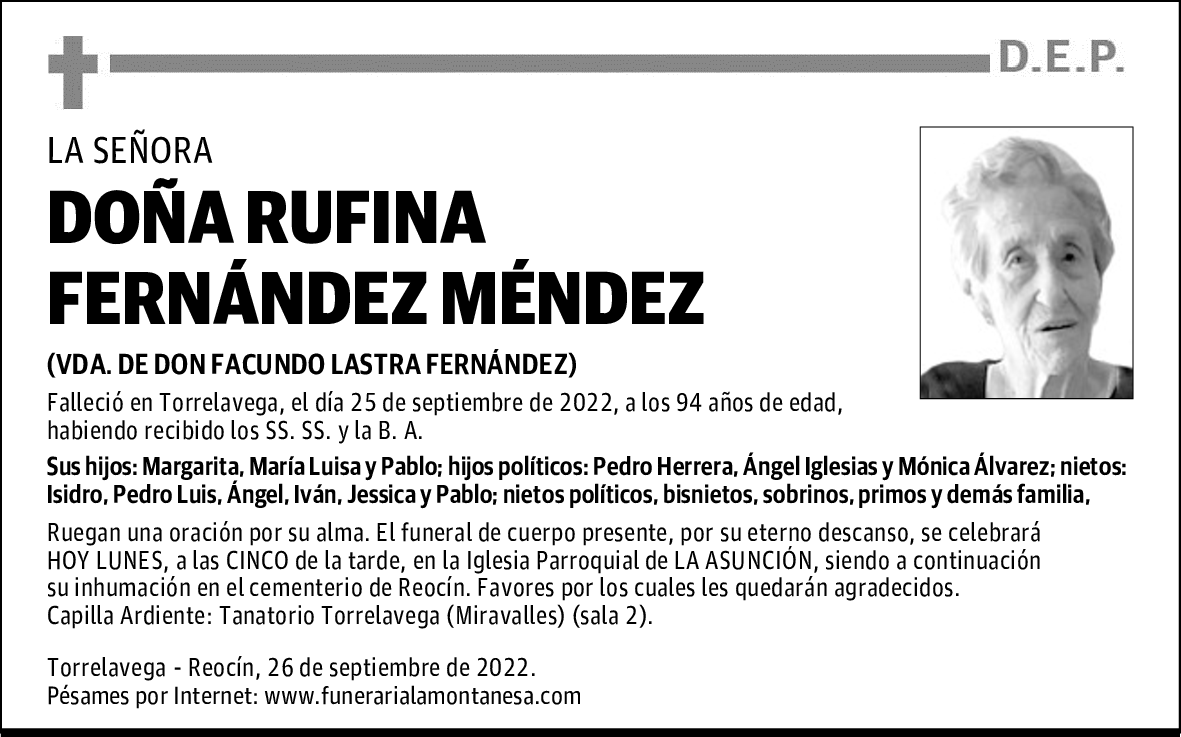 DOÑA RUFINA FERNÁNDEZ MÉNDEZ