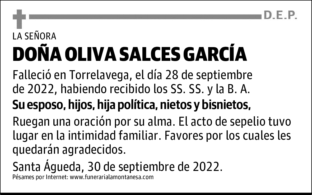 DOÑA OLIVA SALCES GARCÍA