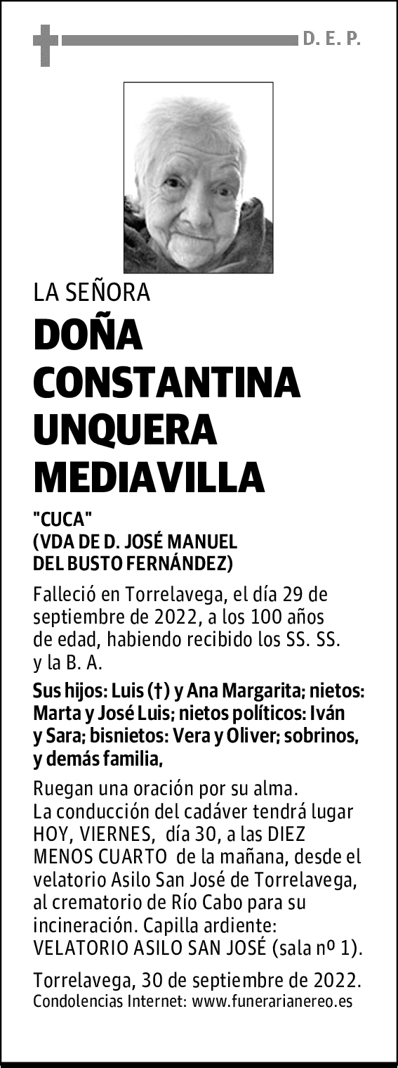 DOÑA CONSTANTINA UNQUERA MEDIAVILLA