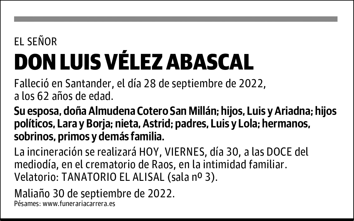 DON LUIS VÉLEZ ABASCAL