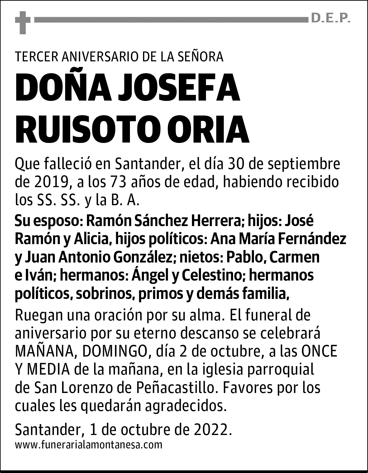 DOÑA JOSEFA RUISOTO ORIA