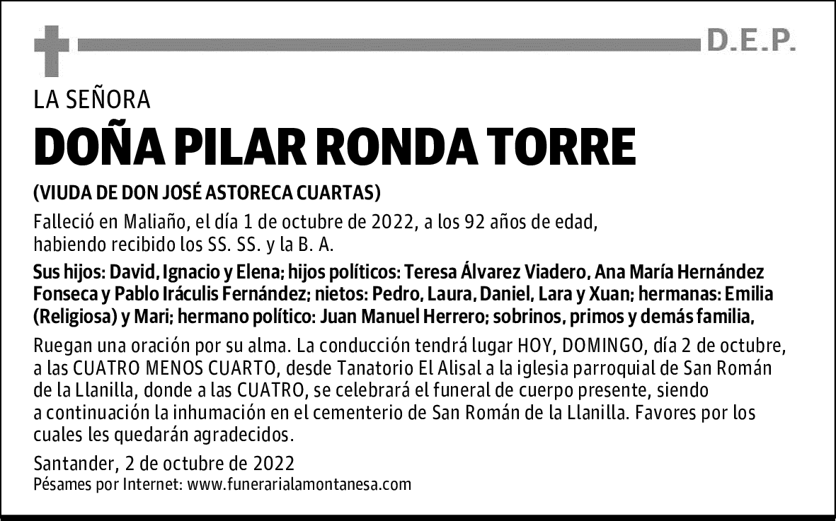 DOÑA PILAR RONDA TORRE