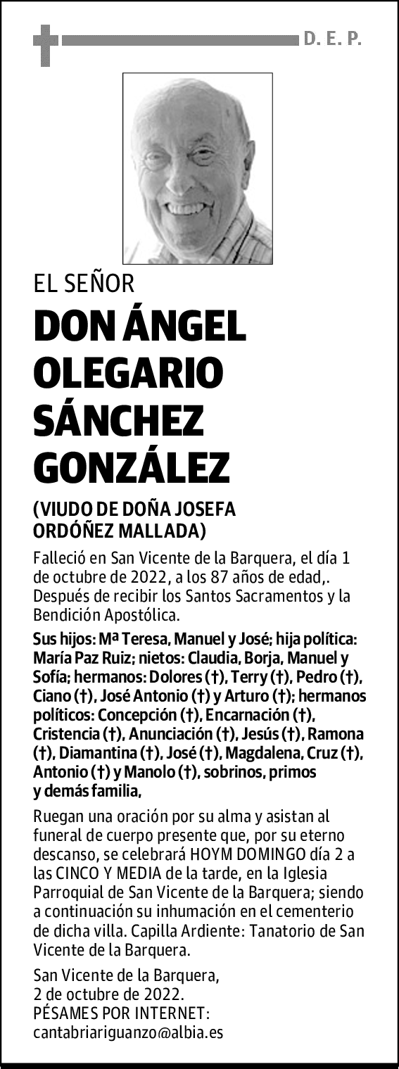 DON ÁNGEL OLEGARIO SÁNCHEZ GONZÁLEZ