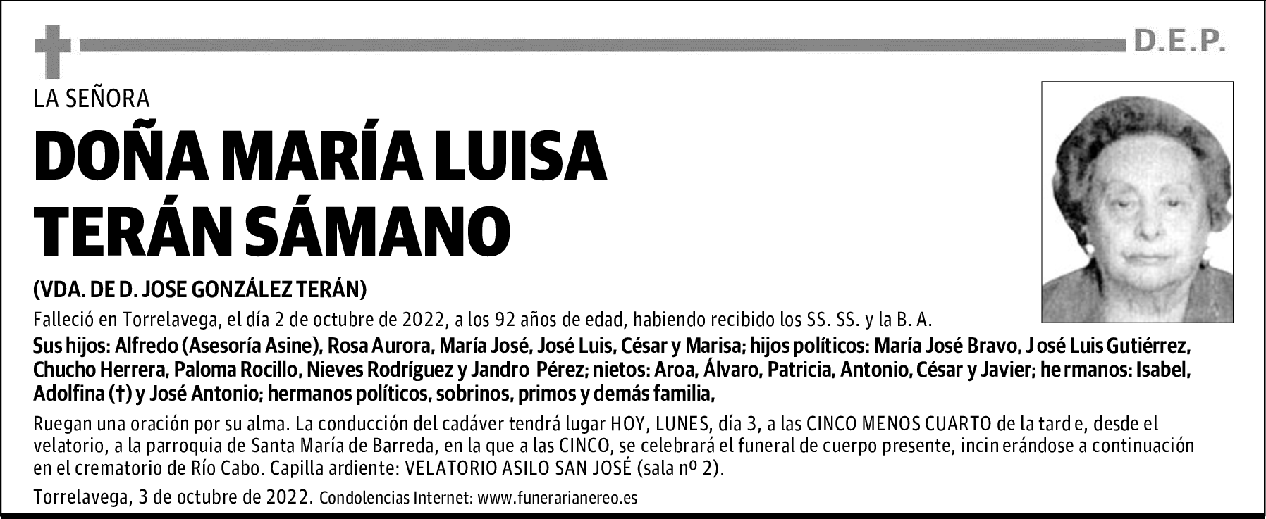 DOÑA MARÍA LUISA TERÁN SÁMANO
