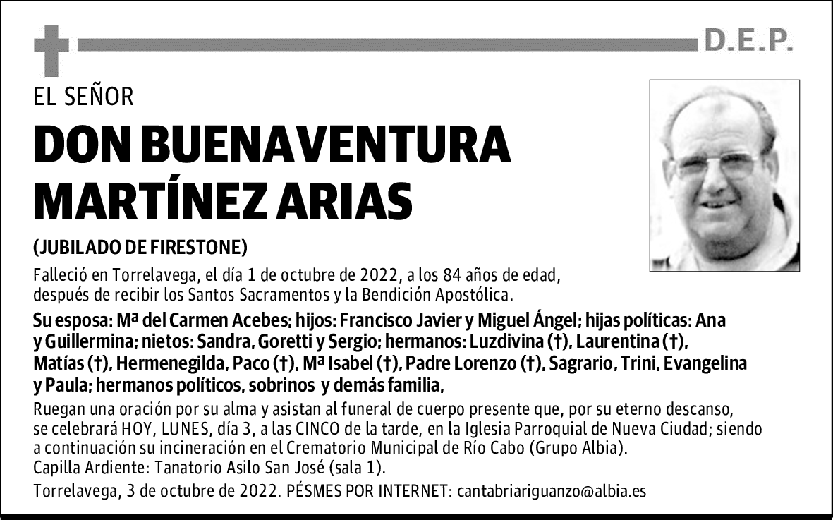 DON BUENAVENTURA MARTÍNEZ ARIAS
