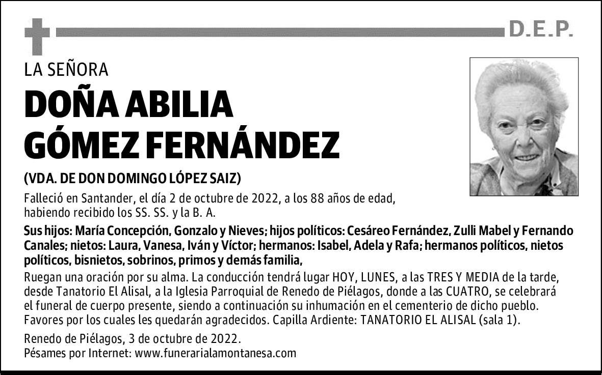 DOÑA ABILIA GÓMEZ FERNÁNDEZ