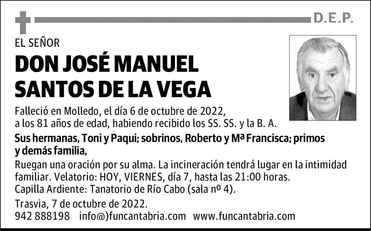 DON JOSÉ MANUEL SANTOS DE LA VEGA