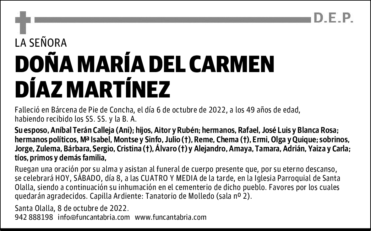 DOÑA MARÍA DEL CARMEN DÍAZ MARTÍNEZ