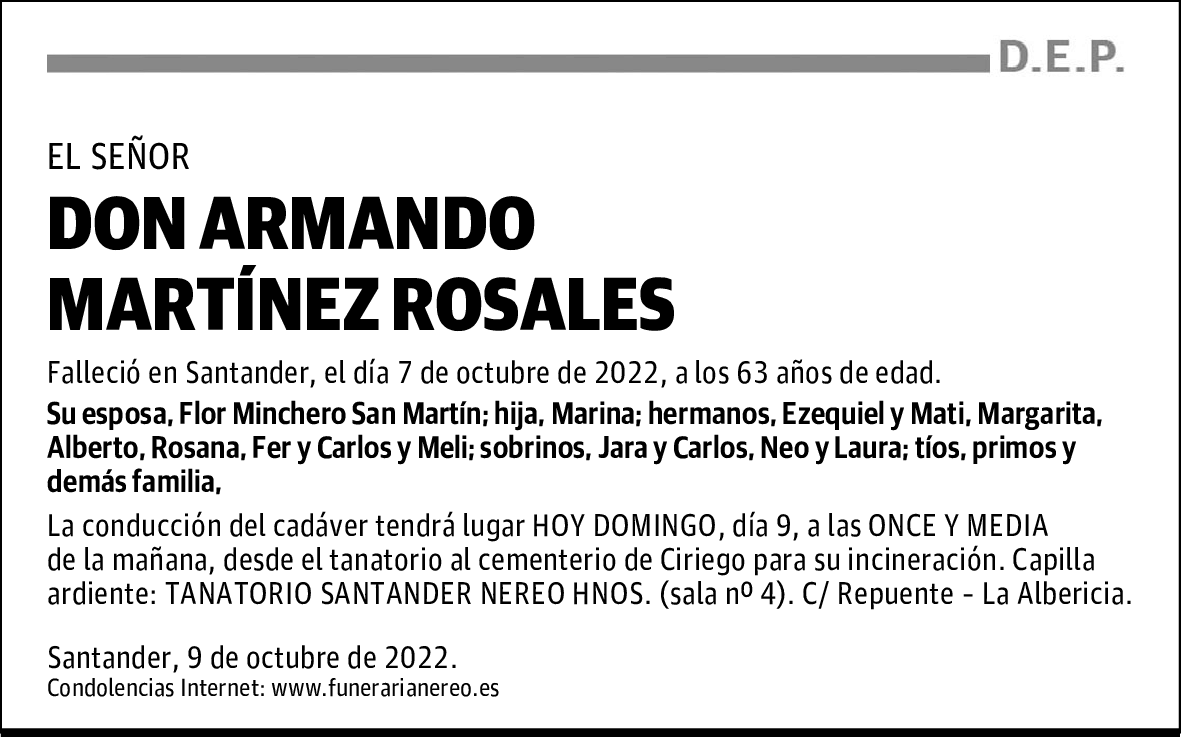 DON ARMANDO MARTÍNEZ ROSALES