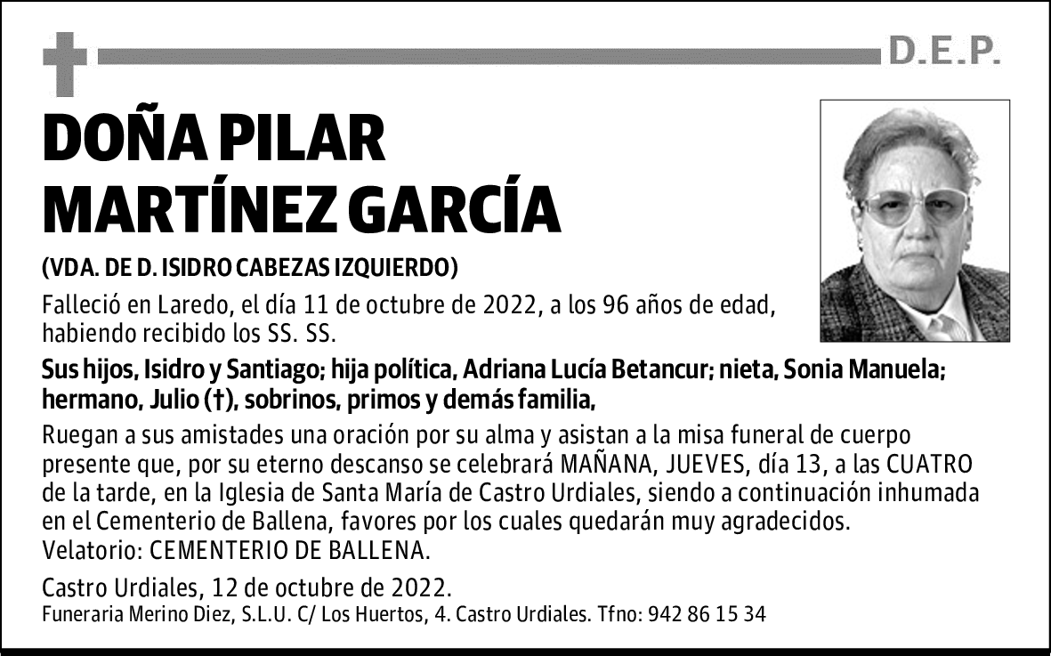 DOÑA PILAR MARTÍNEZ GARCÍA