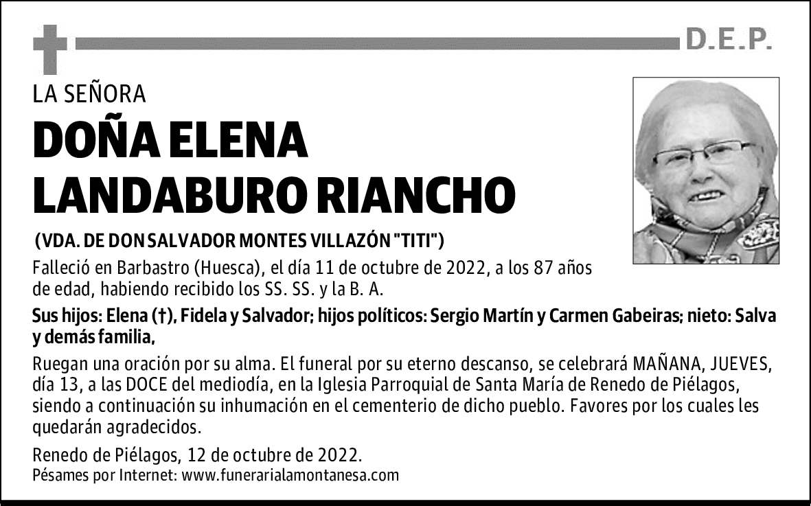 DOÑA ELENA LANDABURO RIANCHO