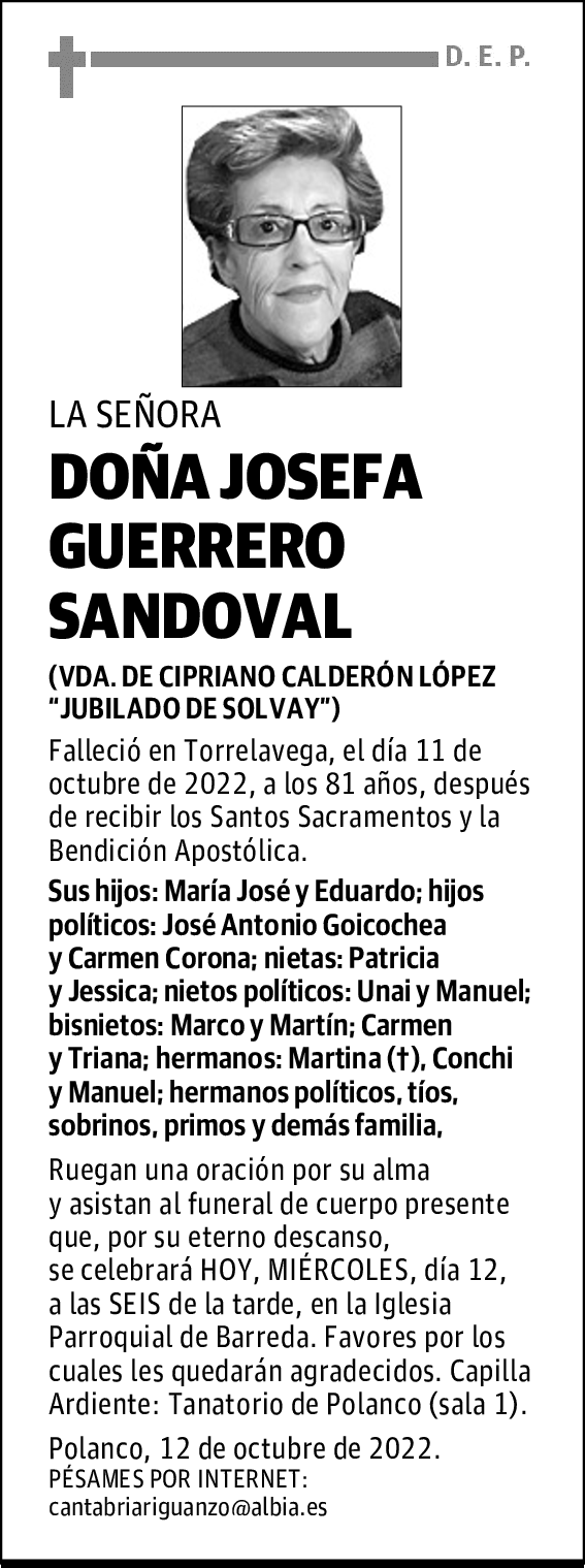 DOÑA JOSEFA GUERRERO SANDOVAL
