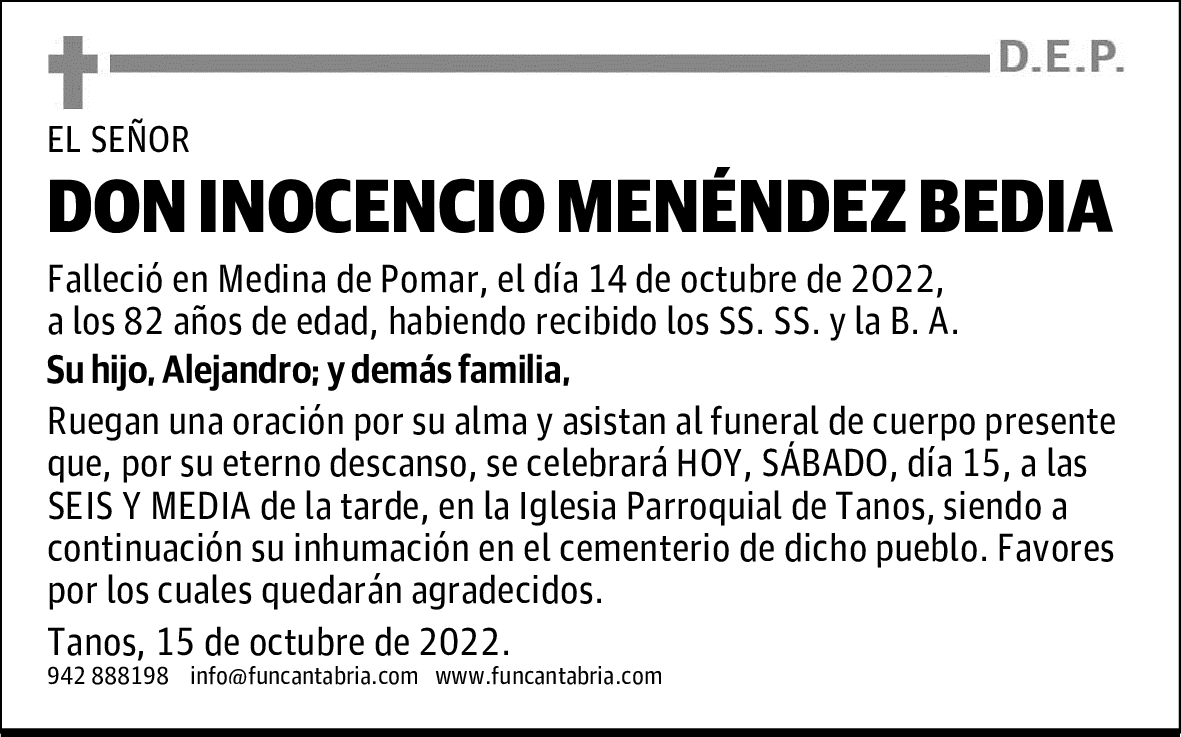 DON INOCENCIO MENÉNDEZ BEDIA