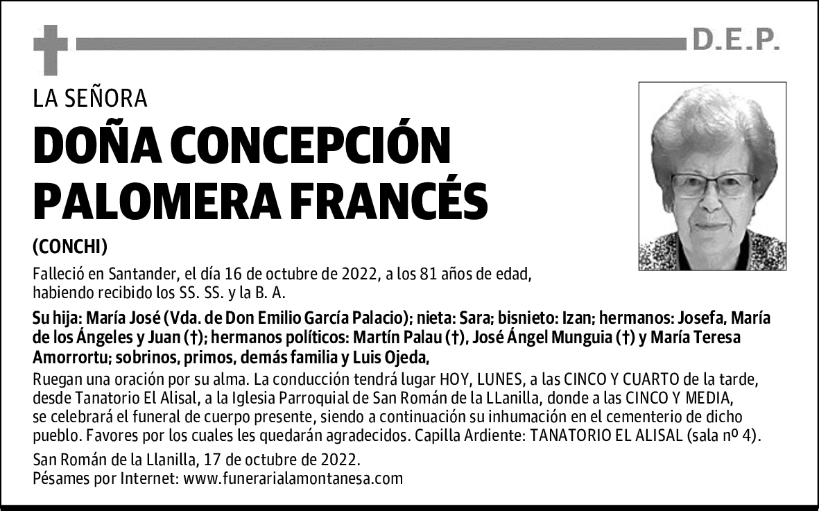 DOÑA CONCEPCIÓN PALOMERA FRANCÉS