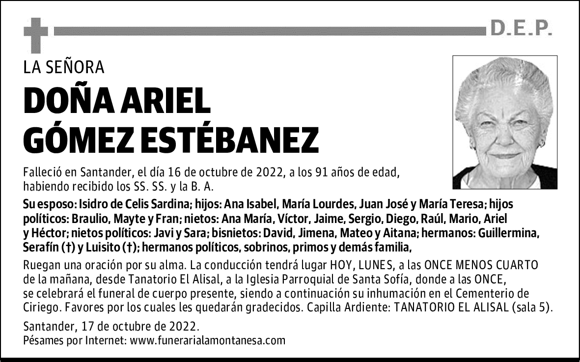 DOÑA ARIEL GÓMEZ ESTÉBANEZ