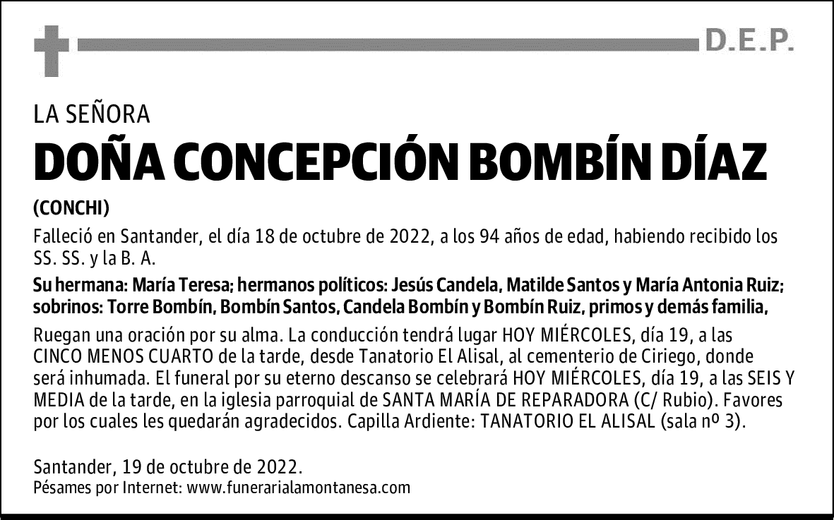 DOÑA CONCEPCIÓN BOMBÍN DÍAZ