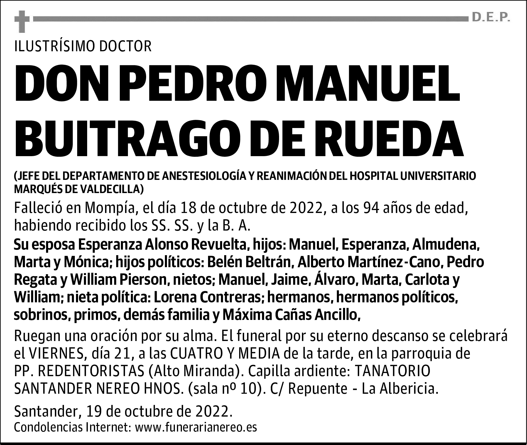 DON PEDRO MANUEL BUITRAGO DE RUEDA