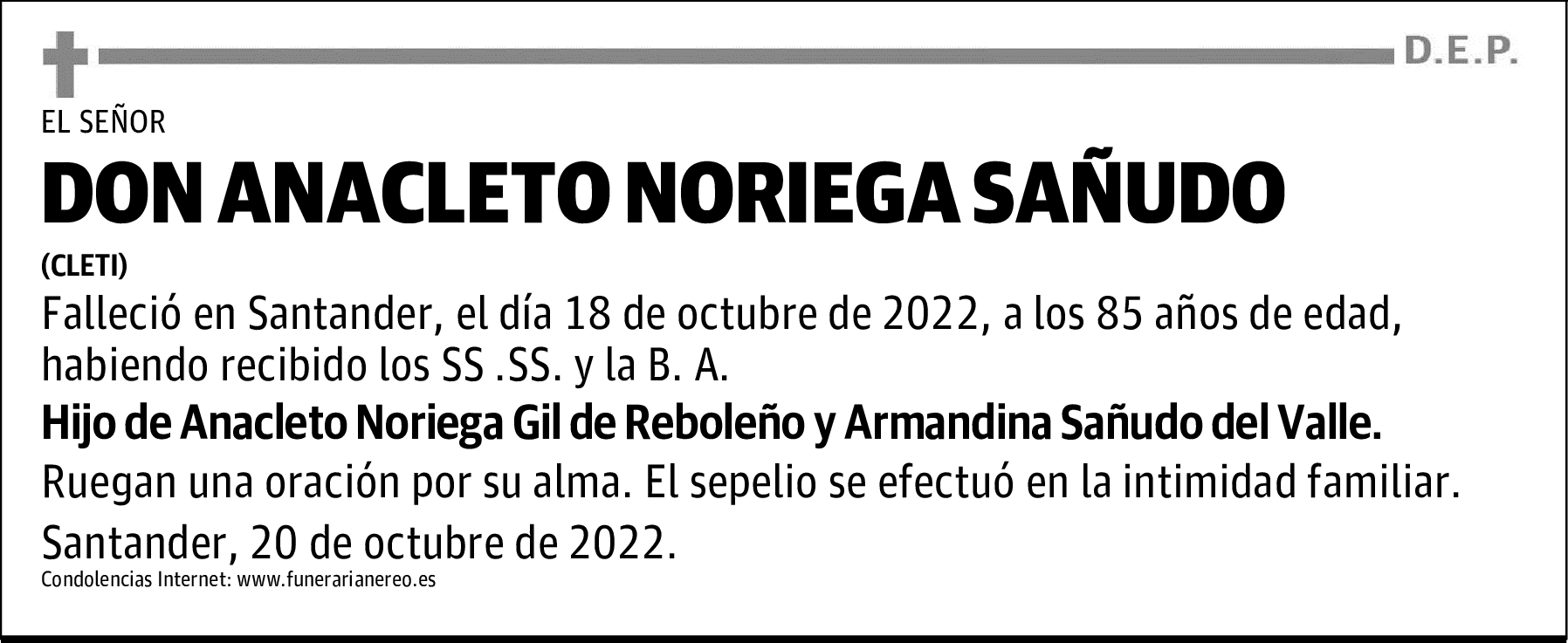 DON ANACLETO NORIEGA SAÑUDO