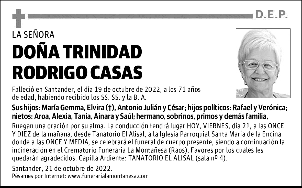 DOÑA TRINIDAD RODRIGO CASAS
