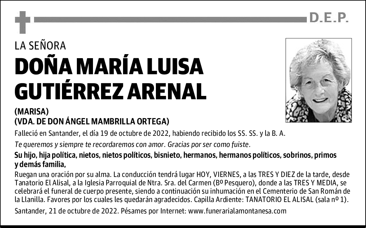 DOÑA MARÍA LUISA GUTIÉRREZ ARENAL