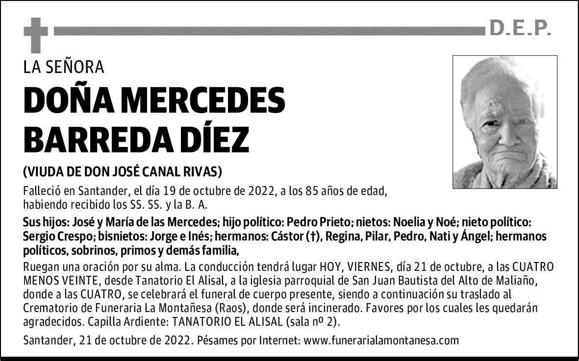 DOÑA MERCEDES BARREDA DÍEZ
