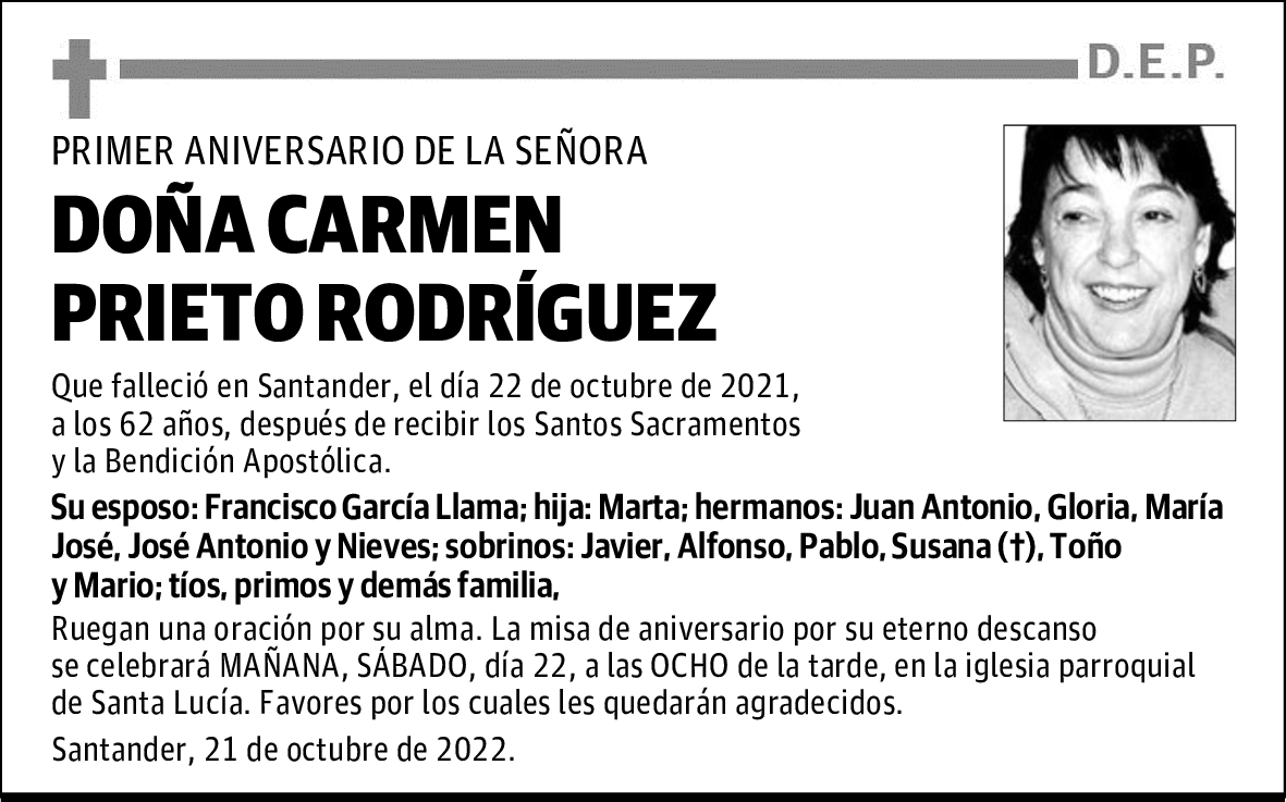 DOÑA CARMEN PRIETO RODRÍGUEZ