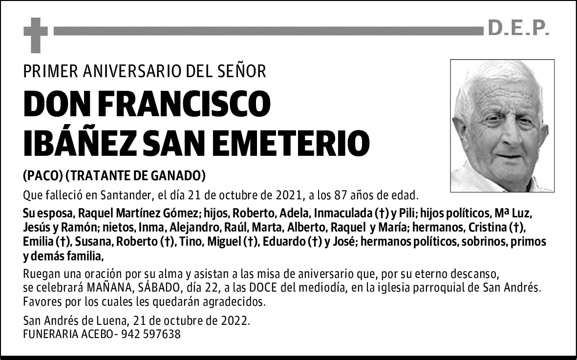DON FRANCISCO IBÁÑEZ SAN EMETERIO