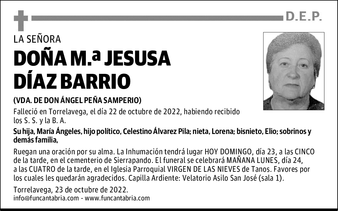 DOÑA M.ª JESUSA DÍAZ BARRIO