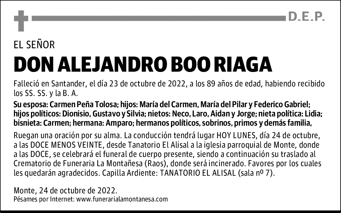 DON ALEJANDRO BOO RIAGA