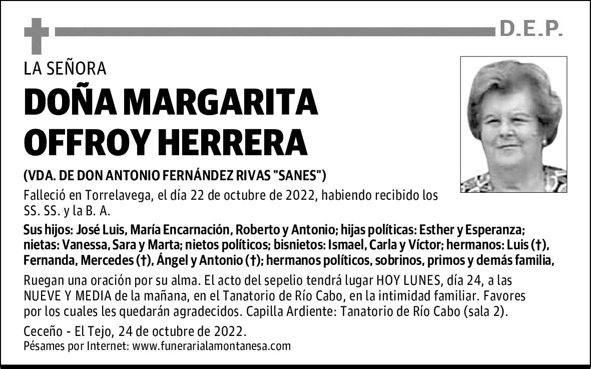 DOÑA MARGARITA OFFROY HERRERA