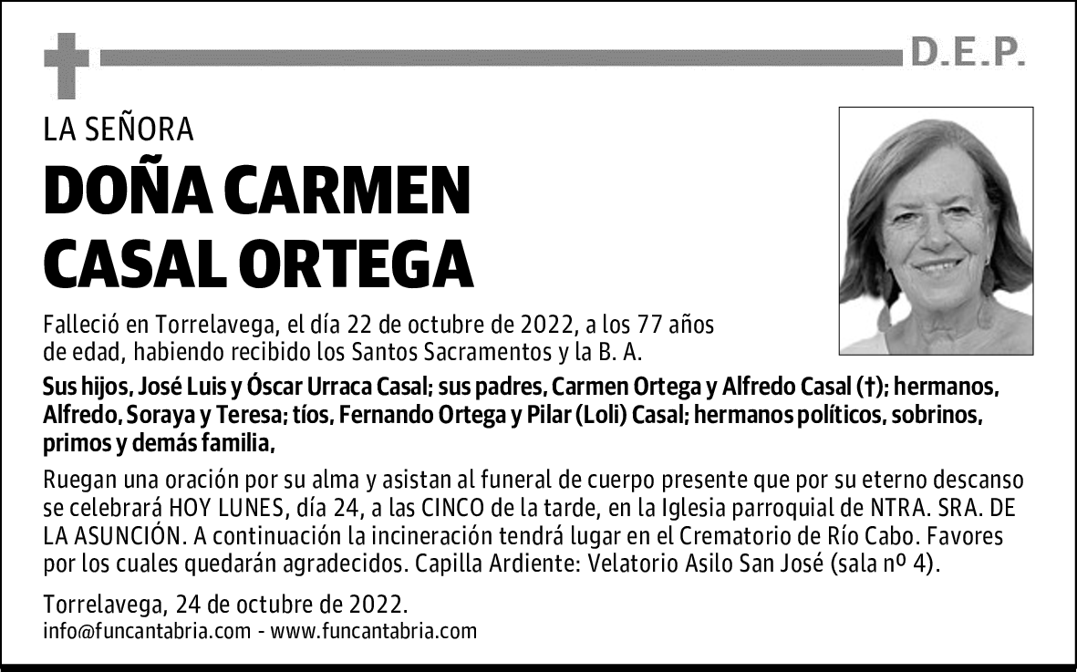 DOÑA CARMEN CASAL ORTEGA